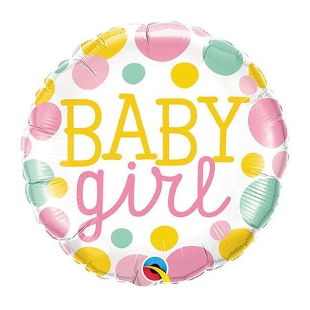 MAYFLOWER DISTRIBUTING Qualatex 88920 18 in. Baby Girl Dots Flat Foil Balloon - Pack of 5 88920